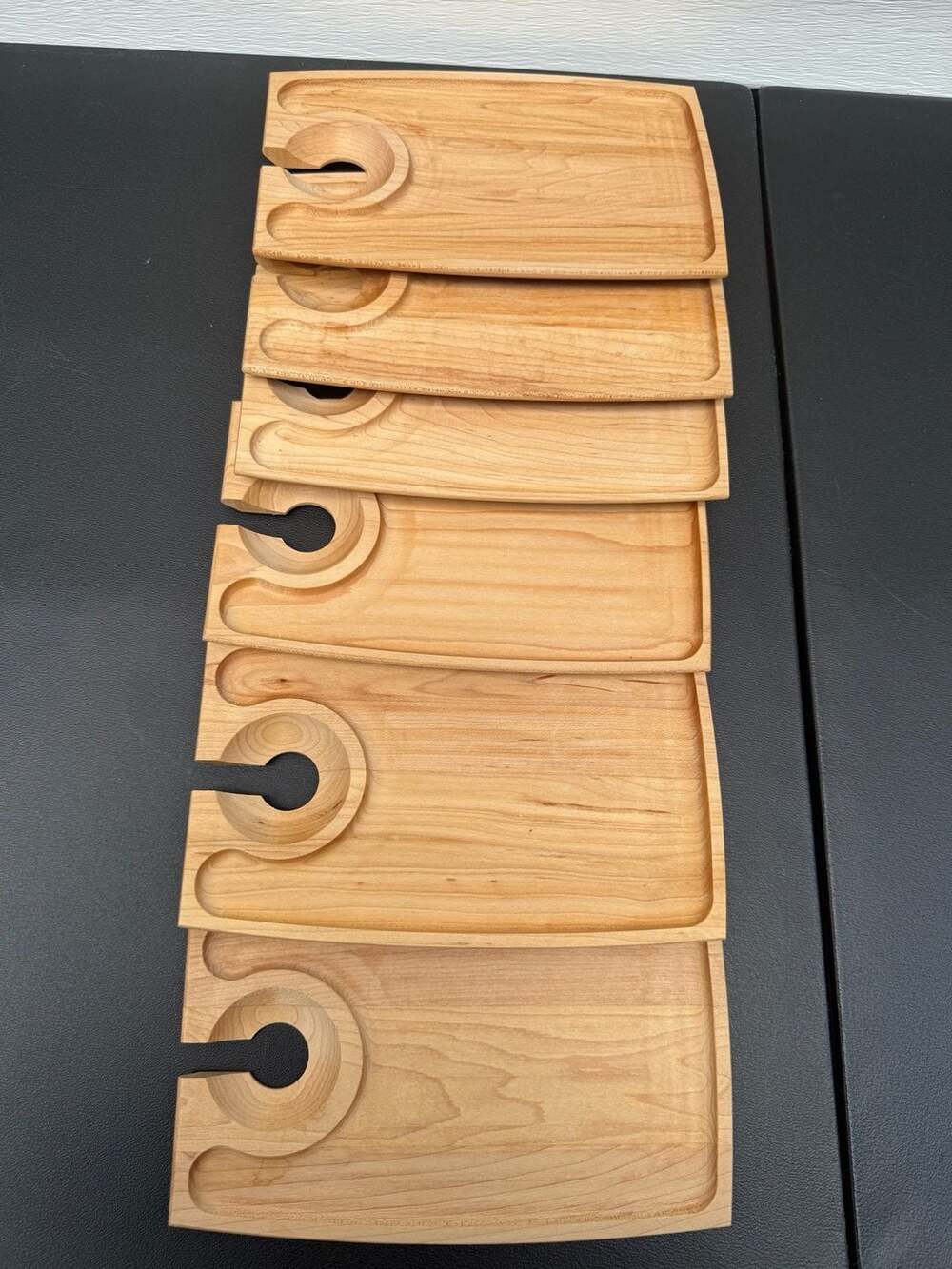 Set of 6 Crate & Barrel Single Wine & Dine Wood Appetizer Trays